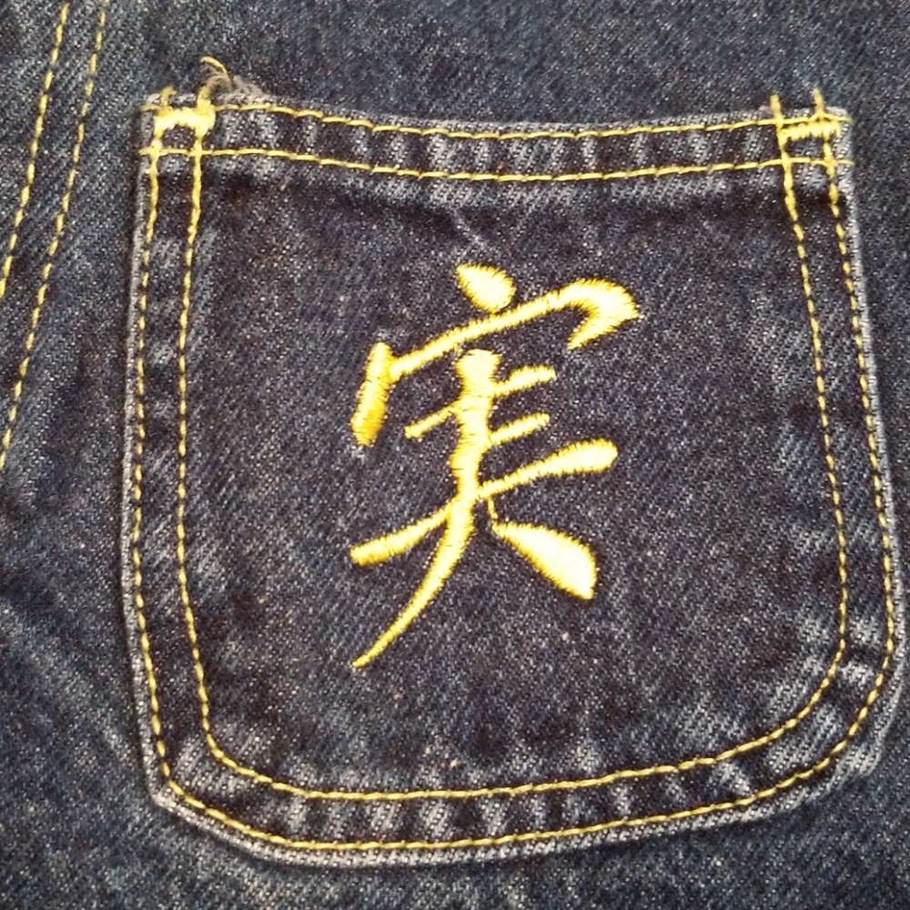 Lizzetty Dark Wash Jeans With Embroidery Size 30 - Picture 3 of 8